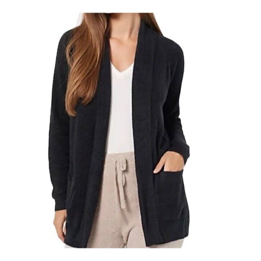 Barefoot Dreams Black Cozy Chic Long Sleeve Knit Cardigan Sweater Size Small